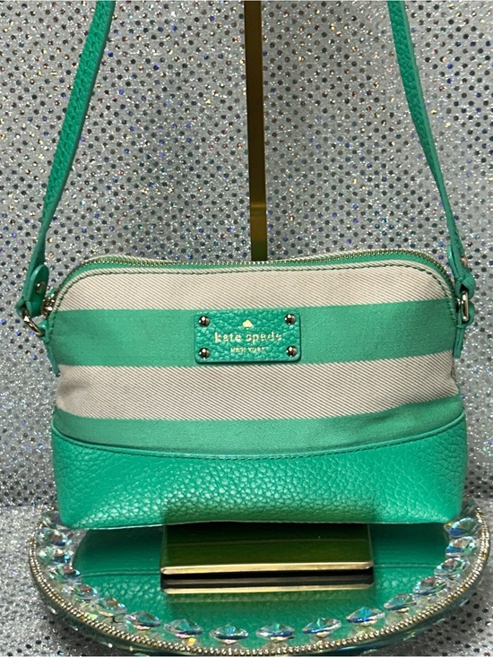 kate spade Handbags - kate spade Storybook Lining Teal and Cream Stripe Crossbody Approx. 10 x 6.5 x 3